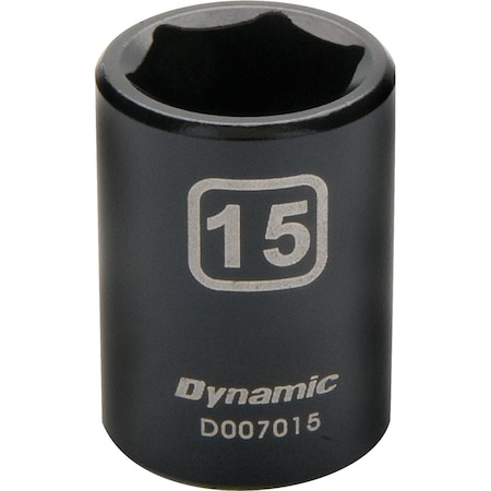 Dynamic 3/8" Drive Standard Socket, Black Phosphate, Tools 3/8" Drive 6 Point Metric, 15mm Standard Length D007015